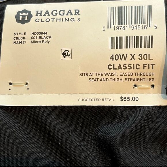 Men's Haggar Classic Fit Dress Slacks Black 40Wx30L - Picture 9 of 11